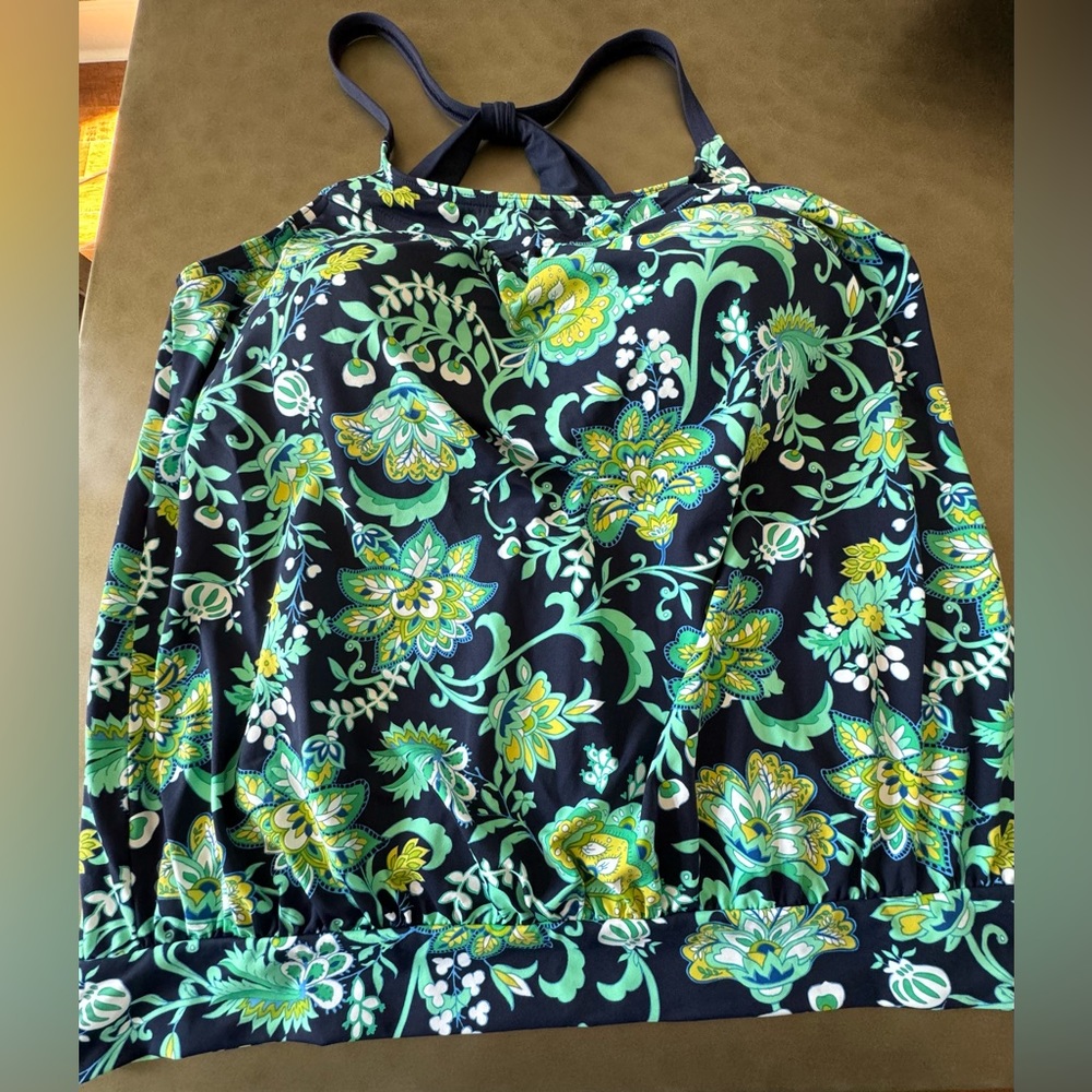 Land’s End Tankini Top, Size 12, Navy with floral print - Picture 3 of 11